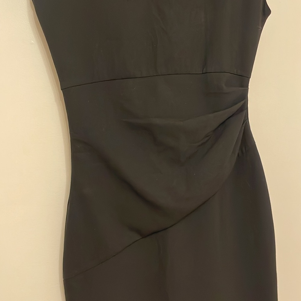 DVF Diane Von Furstenberg black Bevin ruched sheath dress sleeveless v-neck 6 - Picture 6 of 6